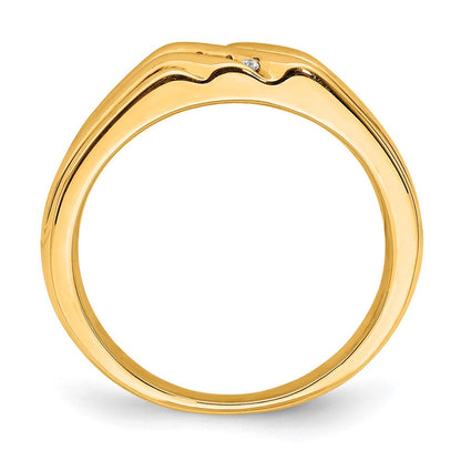14K Gelbgold Herrenring rhodiniert mit natürlichen Diamanten