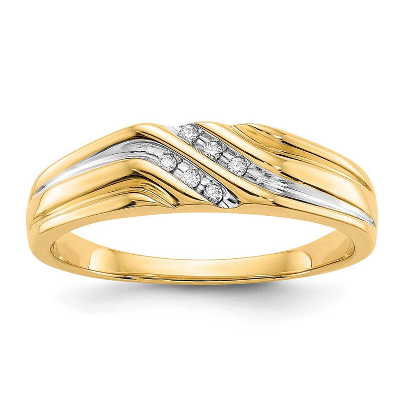 14K Gelbgold Herrenring rhodiniert mit natürlichen Diamanten