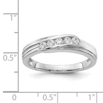 14K Weißgold Herrenring mit 5 natürlichen Diamanten, 0,33 ct. Gesamtgewicht