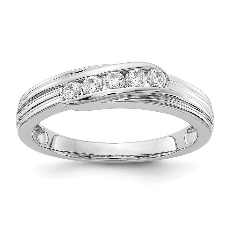 14K Weißgold Herrenring mit 5 natürlichen Diamanten, 0,33 ct. Gesamtgewicht