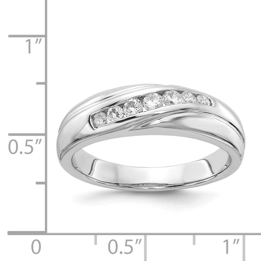 14K Weißgold 7 Stein Diamant Herren Ring