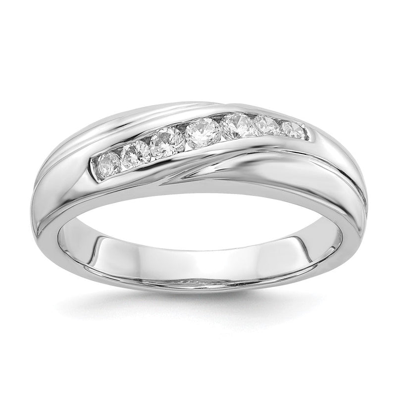 14K Weißgold Herrenring mit 7 natürlichen Diamanten