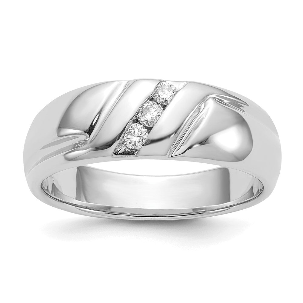 14K Weißgold Herrenring mit natürlichen Diamanten