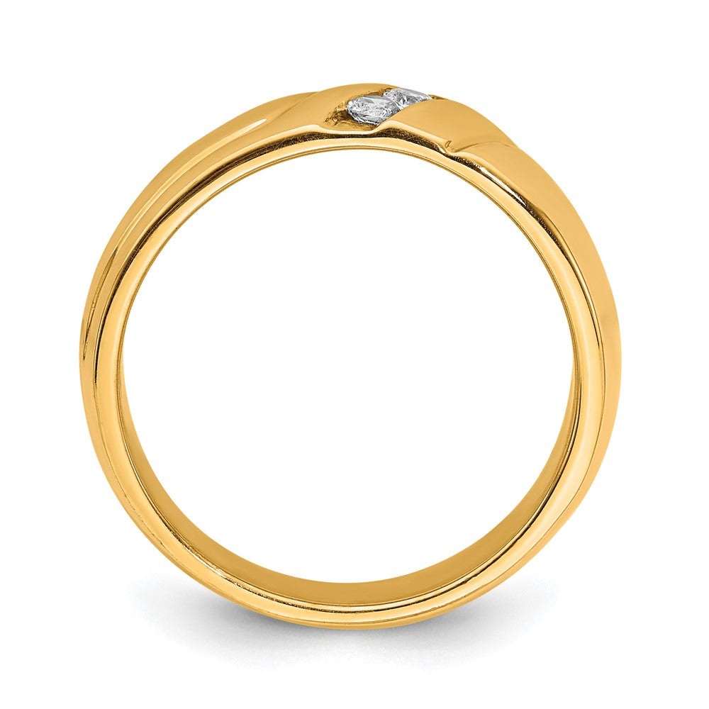14K Gelbgold Diamant 3 Stein Herren Ring