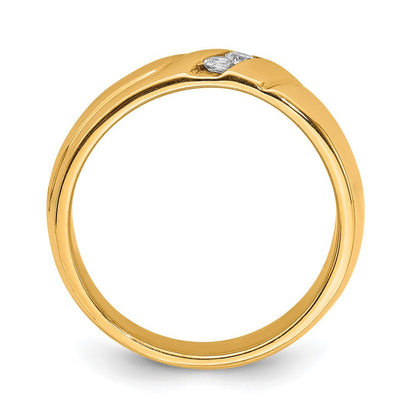 14K Gelbgold Diamant 3 Stein Herren Ring