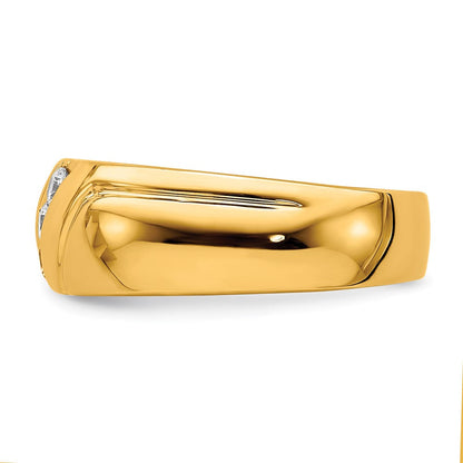 14K Gelbgold Herrenring mit natürlichen Diamanten im Dreistein-Design, 0,15 ct Gesamtgewicht