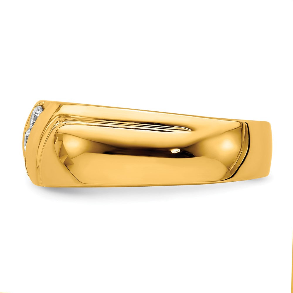 14K Gelbgold Diamant 3 Stein Herren Ring