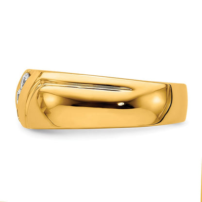 14K Gelbgold Diamant 3 Stein Herren Ring