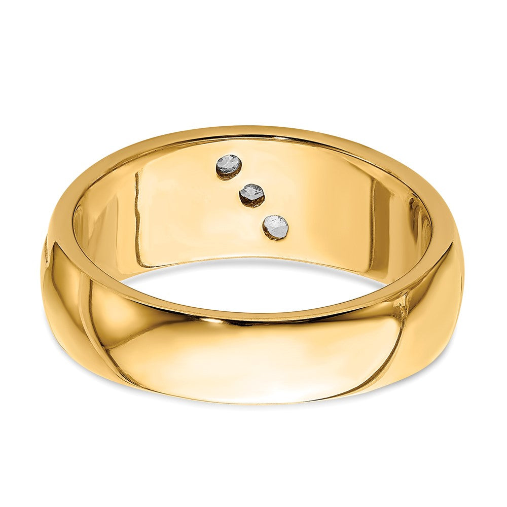 14K Gelbgold Diamant 3 Stein Herren Ring