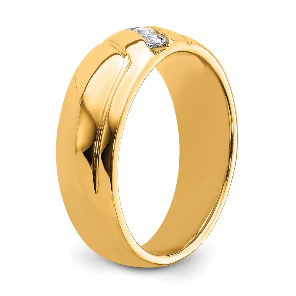 14K Gelbgold Diamant 3 Stein Herren Ring