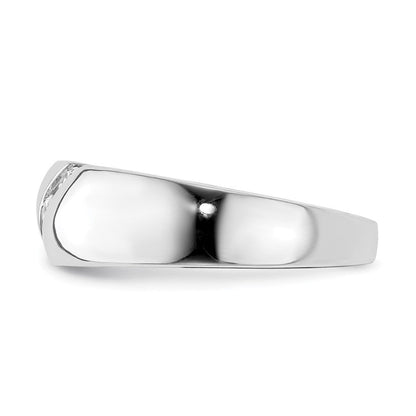 14K Weißgold Herren-Dreistein-Ring mit natürlichen Diamanten