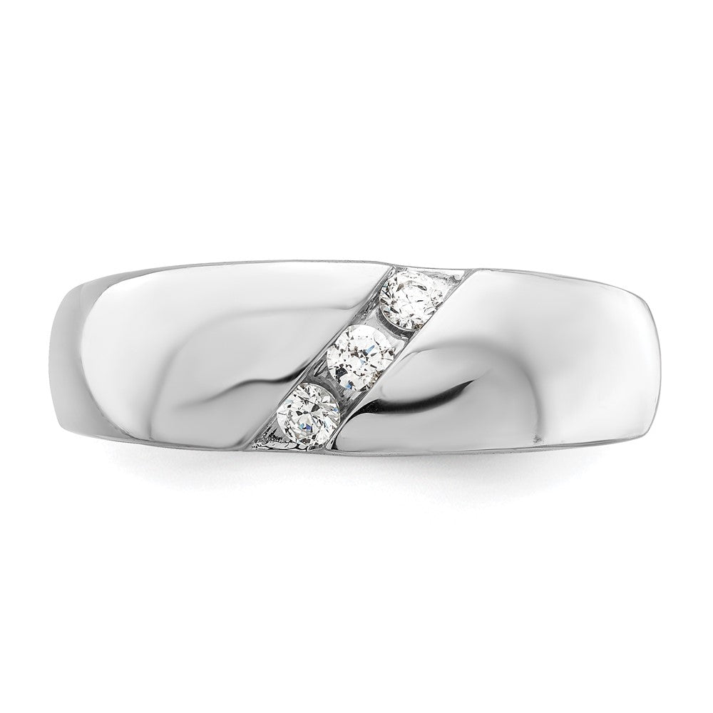 14K Weißgold Herren-Dreistein-Ring mit natürlichen Diamanten