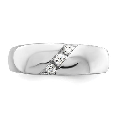 14K Weißgold Herren-Dreistein-Ring mit natürlichen Diamanten