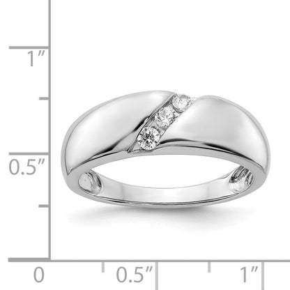 14K Weißgold Herren-Dreistein-Ring mit natürlichen Diamanten