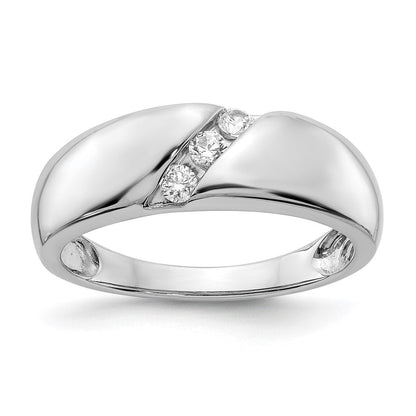 14K Weißgold Herren-Dreistein-Ring mit natürlichen Diamanten