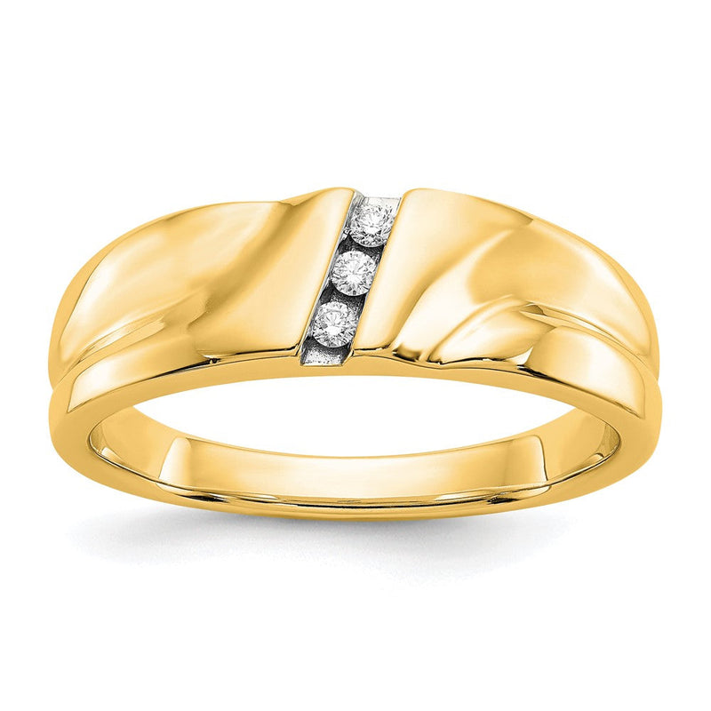 14K Gelbgold Herrenring mit natürlichen Diamanten
