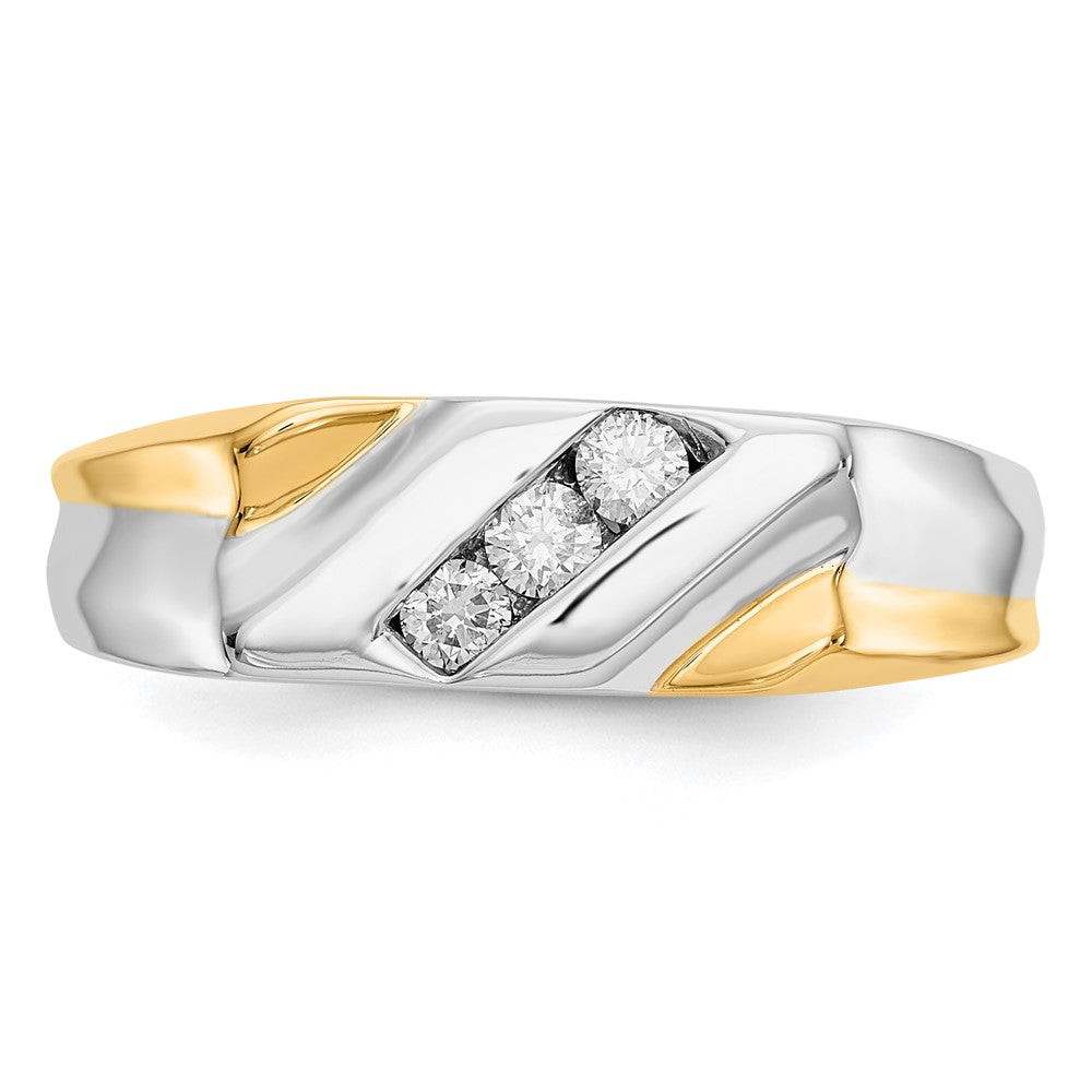 14K Bicolor Gold Herrenring mit natürlichen Diamanten