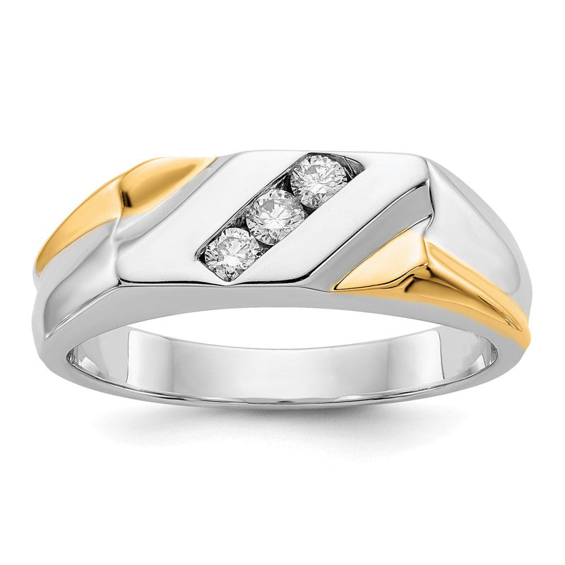 14K Bicolor Gold Herrenring mit natürlichen Diamanten