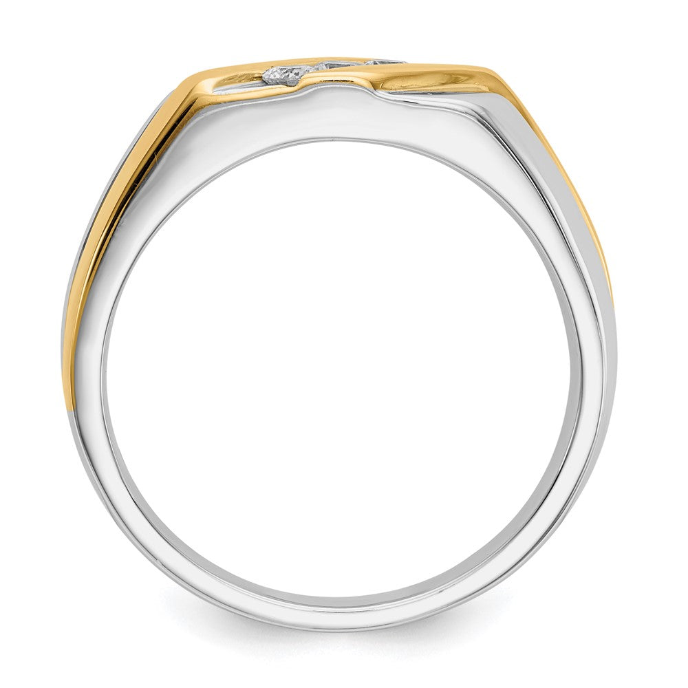 14K Bicolor Gold Herrenring mit natürlichen Diamanten