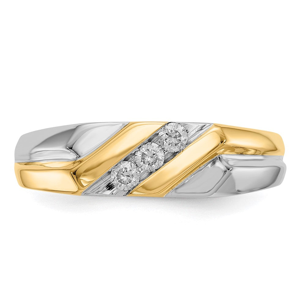 14K Bicolor Gold Herrenring mit natürlichen Diamanten