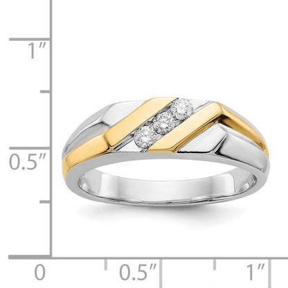 14K Bicolor Gold Diamant Herren Ring