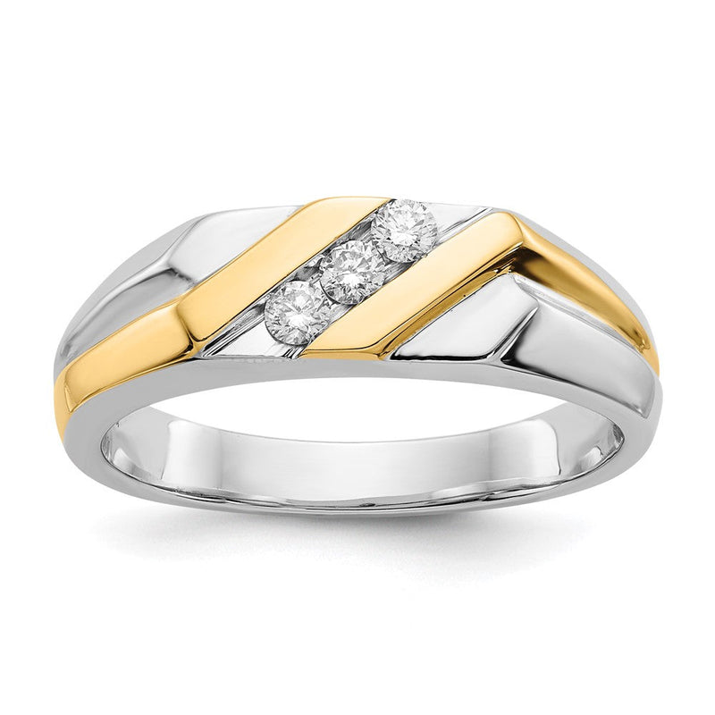 14K Bicolor Gold Herrenring mit natürlichen Diamanten