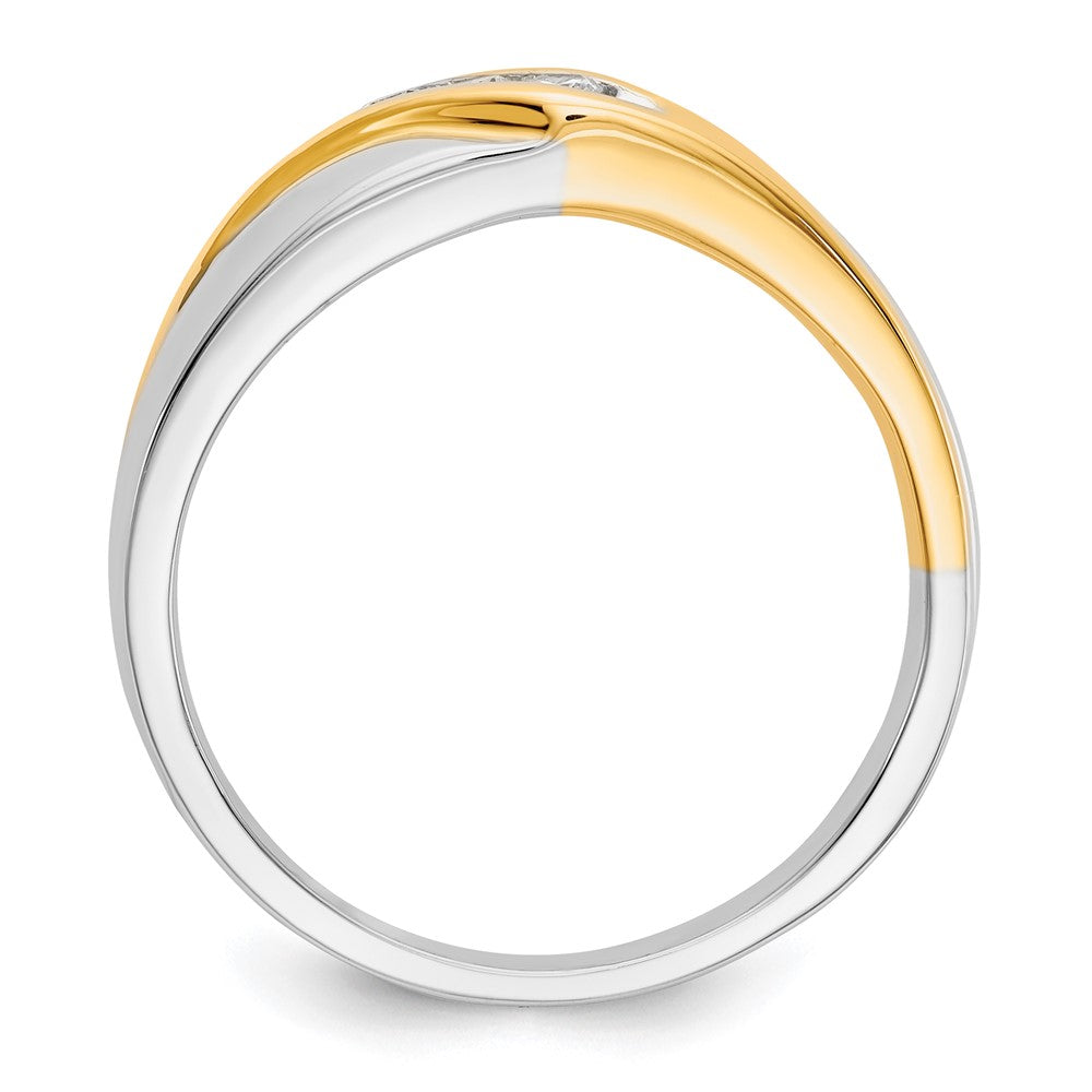 14K Bicolor Vier-Stein-Ring komplett aus dem Labor gezüchteten Diamanten, 0,166 ct., VS/SI+ G+, für Herren