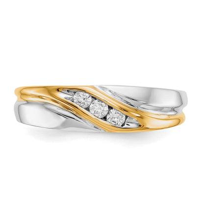 14K Bicolor Vier-Stein-Ring komplett aus dem Labor gezüchteten Diamanten, 0,166 ct., VS/SI+ G+, für Herren