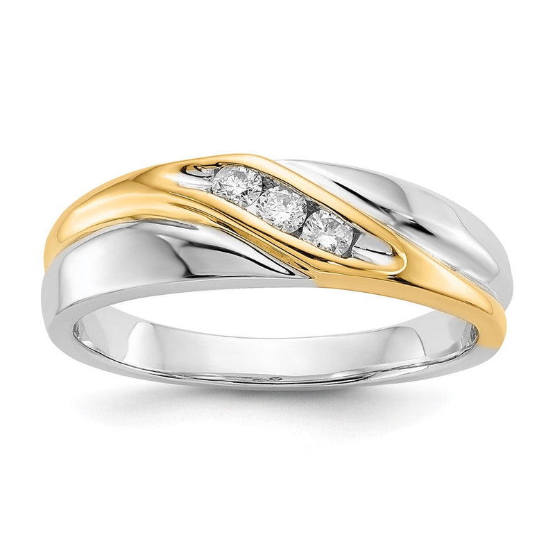 14K Bicolor-Gold Herrenring mit natürlichen Diamanten, 0,15 ct Gesamtgewicht