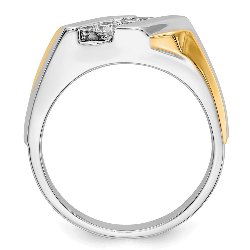 14K Bicolor Herrenring mit 0,5 ct. Labor-gewachsenen Diamanten VS/SI+ G+, Drei-Stein