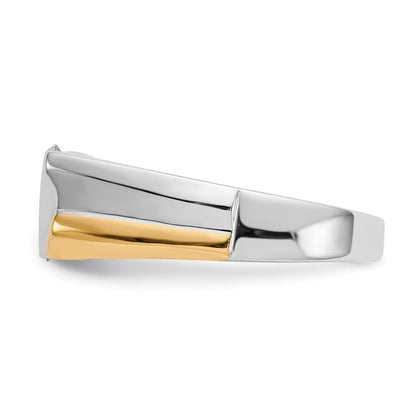 14K Bicolor Herrenring mit 0,5 ct. Labor-gewachsenen Diamanten VS/SI+ G+, Drei-Stein