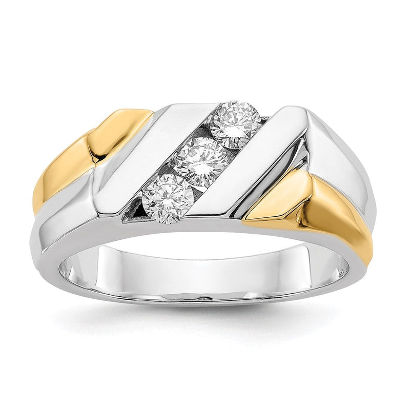 14K Bicolor Gold Herrenring mit natürlichen Diamanten, 0,51 ct Gesamtgewicht