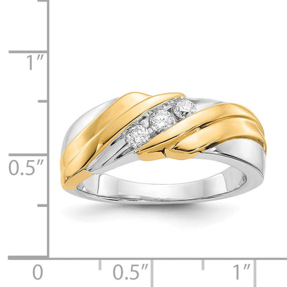14K Bicolor Diamant Herren Ring
