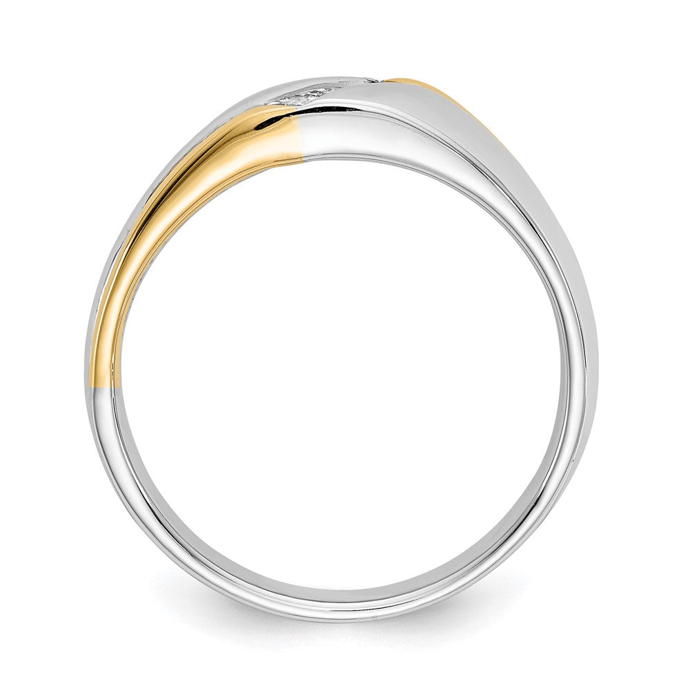 14K Bicolor-Gold Herrenring mit natürlichen Diamanten im Princess-Schliff