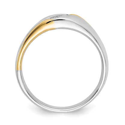 14K Bicolor-Gold Herrenring mit natürlichen Diamanten im Princess-Schliff