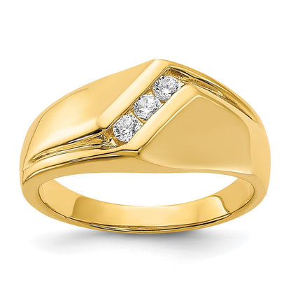14K Gelbgold Herrenring mit natürlichen Diamanten