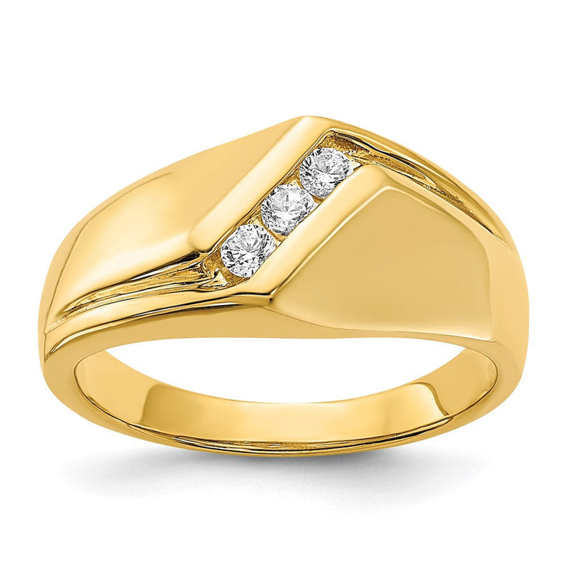 14K Gelbgold Herrenring mit natürlichen Diamanten