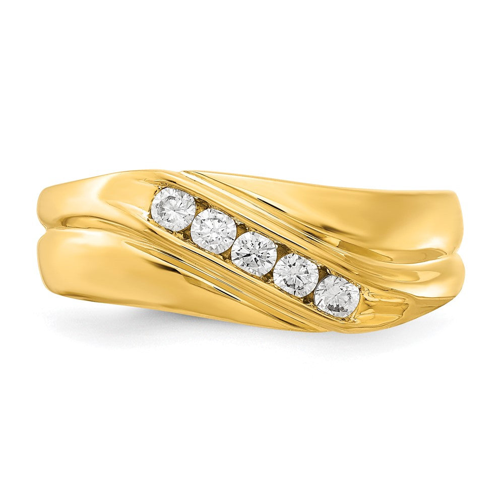 14K Gelbgold Fünf-Steine-Ring für Herren mit 0,33 ct. im Labor gezüchteten Diamanten, VS/SI+ G+