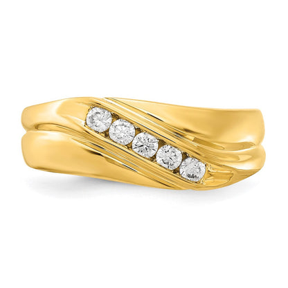 14K Gelbgold Fünf-Steine-Ring für Herren mit 0,33 ct. im Labor gezüchteten Diamanten, VS/SI+ G+