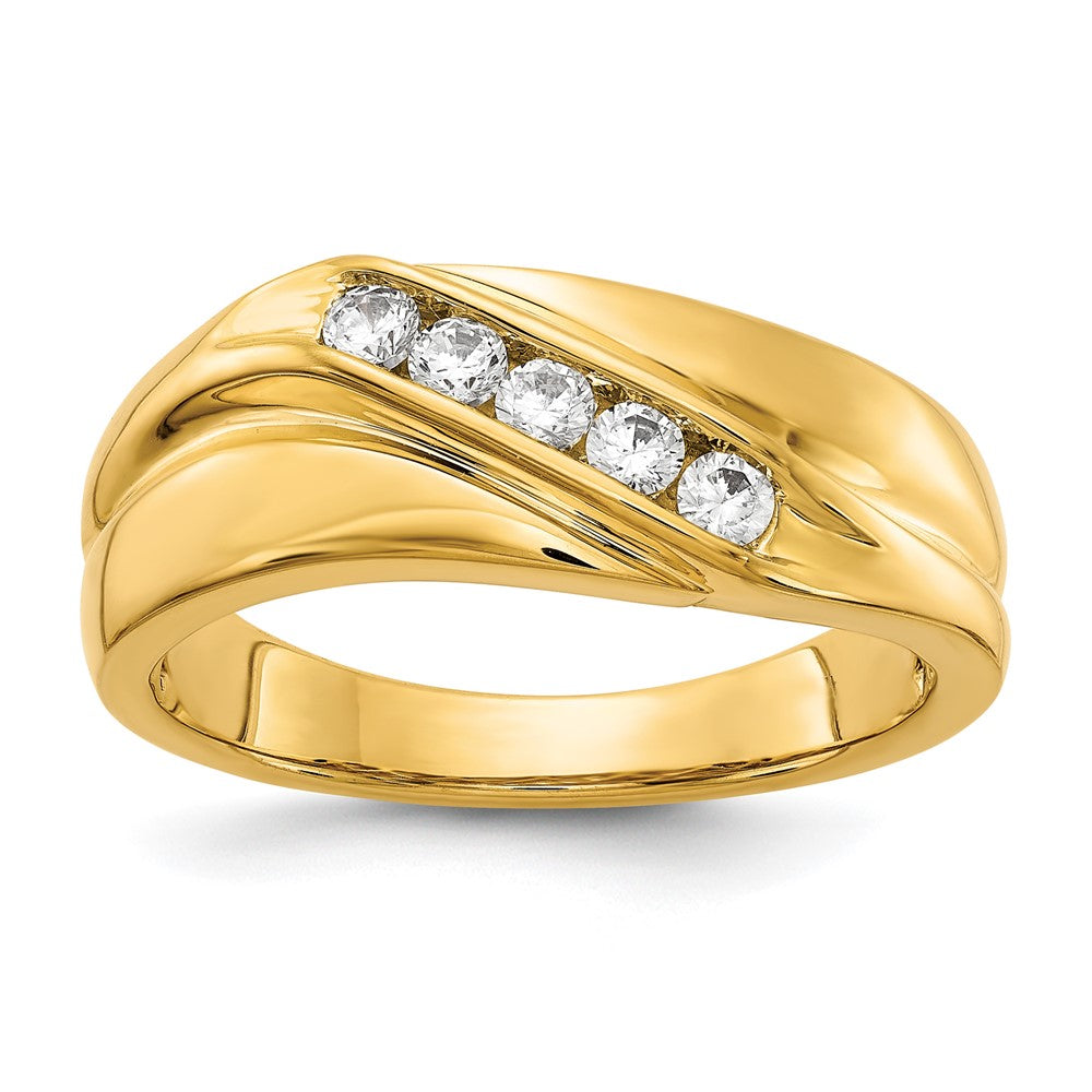 14K Gelbgold Fünf-Steine-Ring für Herren mit 0,33 ct. im Labor gezüchteten Diamanten, VS/SI+ G+
