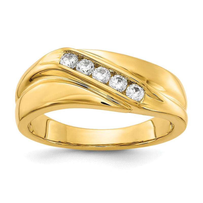14K Gelbgold Herrenring mit natürlichen Diamanten
