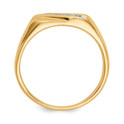14K Gelbgold Herrenring mit natürlichen Diamanten 0,13 ct