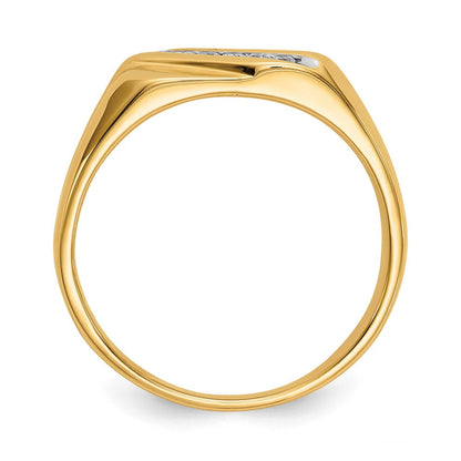 14K Gelbgold Herrenring mit sechs weißen Labor-Diamanten, 0,125 ct., VS/SI+ G+
