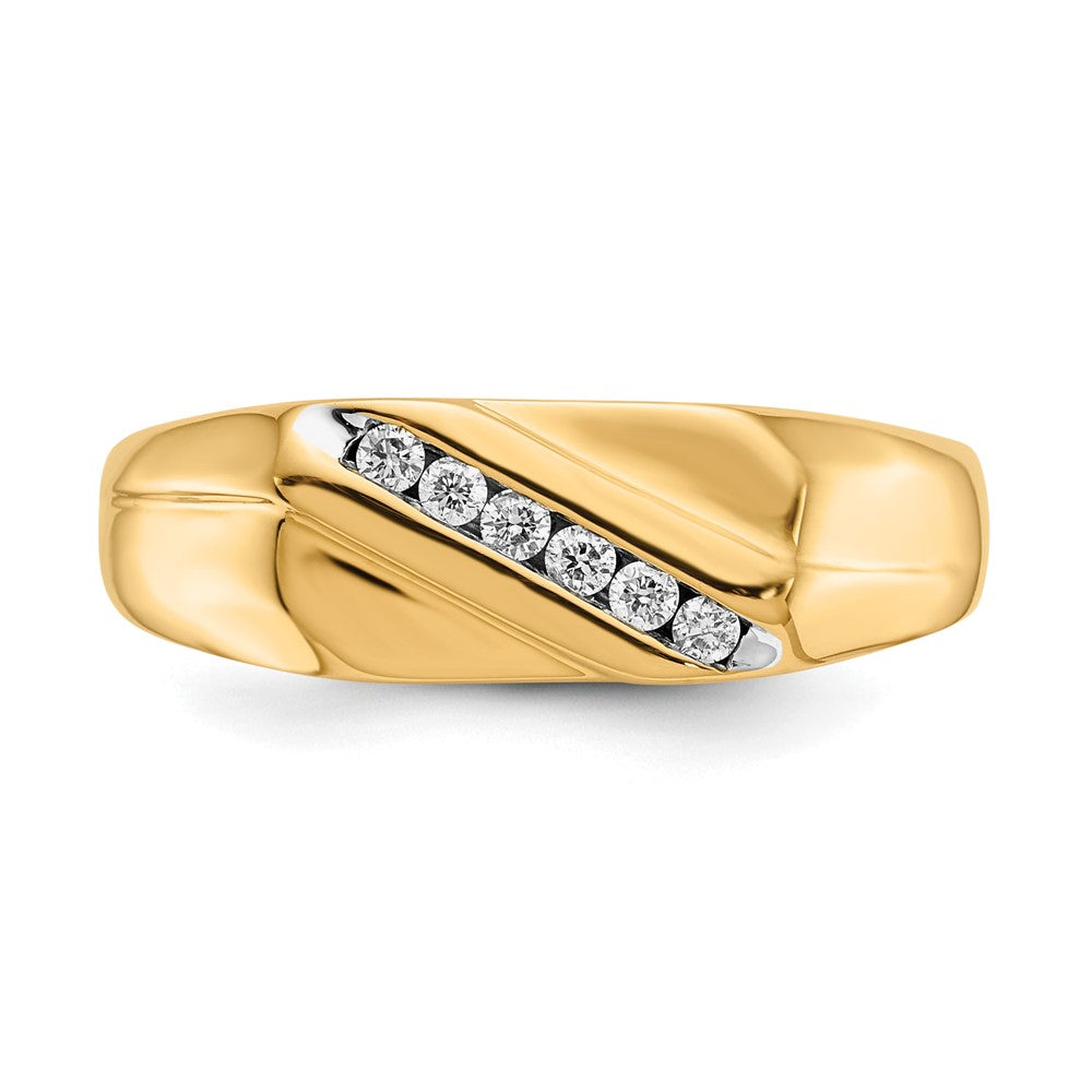 14K Gelbgold Herrenring mit sechs weißen Labor-Diamanten, 0,125 ct., VS/SI+ G+