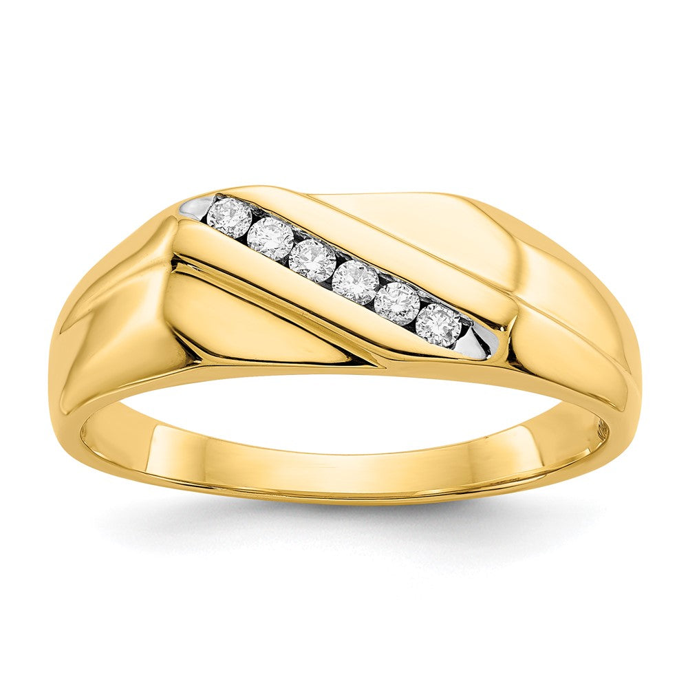 14K Gelbgold Herrenring mit natürlichen Diamanten 0,13 ct