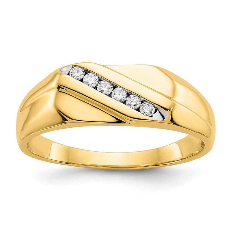 14K Gelbgold Herrenring mit natürlichen Diamanten 0,13 ct