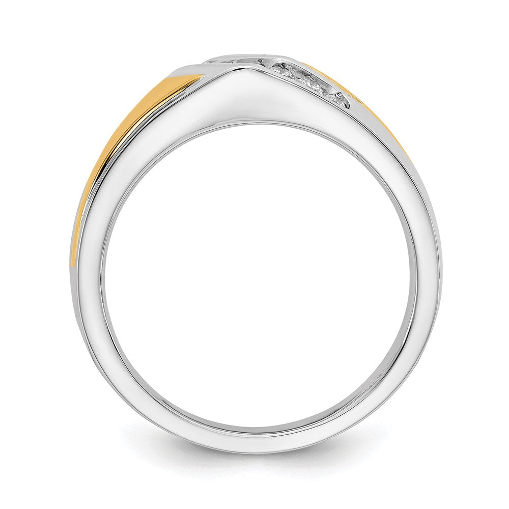 14K Bicolor Herrenring mit 0,25 ct. Labor gezüchteten Diamanten, VS/SI+ G+