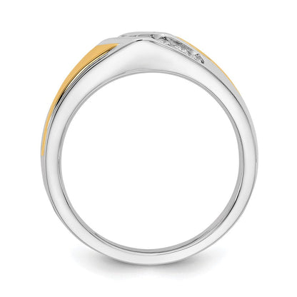 14K Bicolor Herrenring mit 0,25 ct. Labor gezüchteten Diamanten, VS/SI+ G+