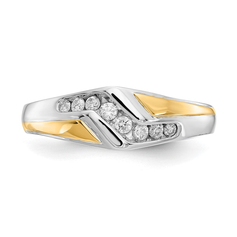 14K Bicolor Herrenring mit 0,25 ct. Labor gezüchteten Diamanten, VS/SI+ G+