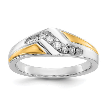 14K Bicolor Herrenring mit 0,25 ct. Labor gezüchteten Diamanten, VS/SI+ G+